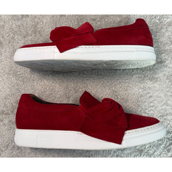 Paul Greene Mickey Red Suede Bow Sneaker Flats Womens Size 7 UK 4.5 - Picture 4 of 8